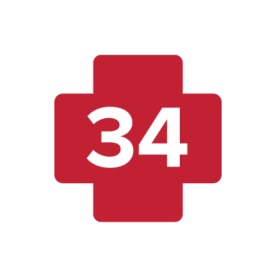 34, inside red health icon