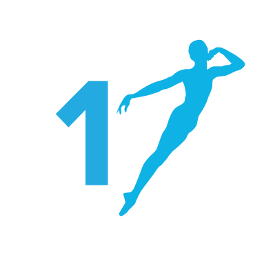 "Factoid graphic: \"17,\" with a dancer positioned as a 7"
