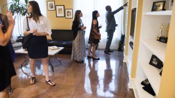 Gary and LeShelle May host entrants to the Chancellor&#8217;s Residence Design competition at the residence on Wednesday, August 9, 2017.