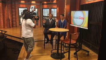Chancellor May and his wife, LeShelle, on the set