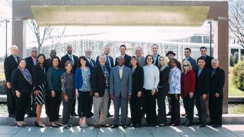 Chancellor May meets with the Cal Aggie Association board on February 2, 2018.