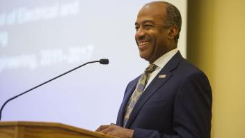 Chancellor designate Gary May speaks at Black Convocation at the ARC Ballroom on April 14, 2017 during a campus visit.