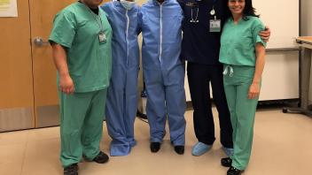 Chancellor May and his wife LeShelle May visit the Center for Virtual Care. 