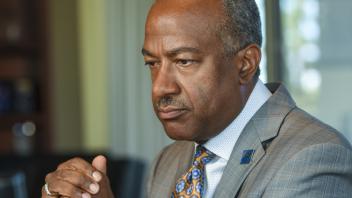UC Davis Chancellor Gary May in his office