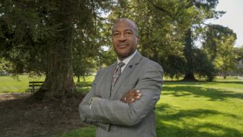 UC Davis Chancellor Gary May on the quad