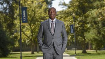 UC Davis Chancellor Gary May on the quad