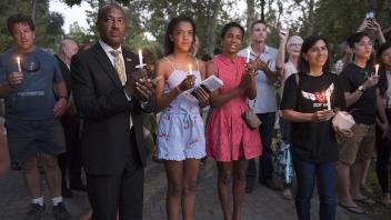 Chancellor Gary May, his daughter Jordan, and wife LeShelle attend a Unity Rally held in response to racial unrest in Charlottesville