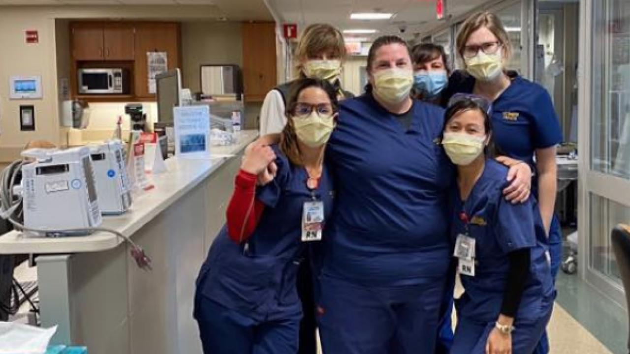 Julie Amaro poses with fellow nurses