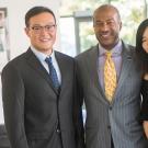 Chancellor Gary May poses for a photo with Zidong Li and Lu Ren from the Chinese Graduate Postdoctorate and Scholars Association