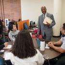 Chancellor May interacting with students at CCLASS