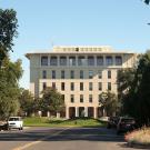 View of Mrak Hall south lawn and building.